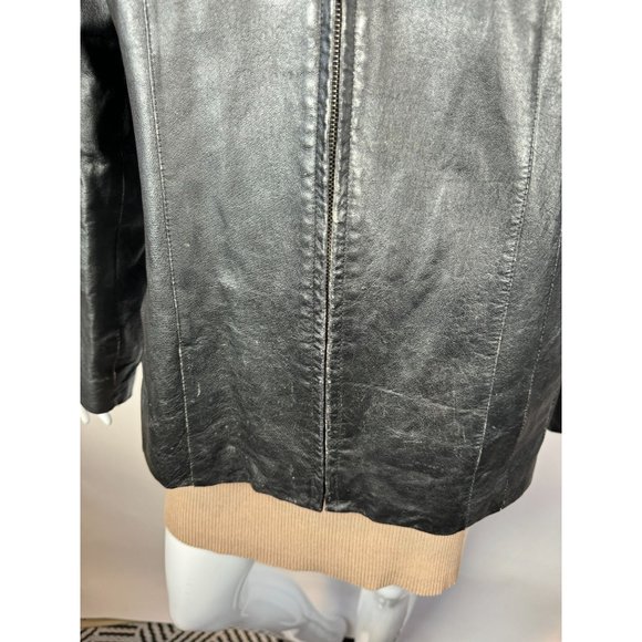East 5th Zip Front Jacket Size XL Black Genuine Leather - Picture 9 of 16